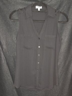 Express Black V-Neck Button-Front Sleeveless Camisole with Strappy Shoulders